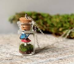 Tiny Woodland Terrarium Mushroom And Blue Morpho Butterfly Necklace Love It Must Try Find Mini Bottles Ring Shanks Terrarium Necklace Mini Bottles Terrarium