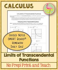 Calculus Limits Of Transcendental Functions Unit 1 Calculus Smart Board Lessons Ap Calculus