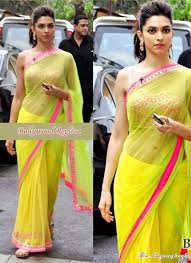 Deepika Padukone Green Yellow Net Saree Bollywood Designer Sarees Deepika Padukone Saree Saree Designs