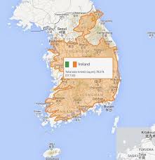 The Republic Of Ireland Fits Perfectly Into South Korea Korea Map Ireland Map Republic Of Ireland