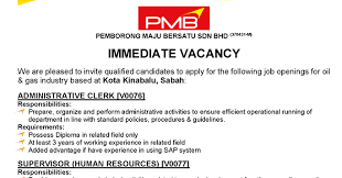 Check spelling or type a new query. Oil Gas Vacancies Vacancies Pemborong Maju Bersatu Kota Kinabalu