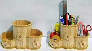 Kreasi Dari Stik Es Krim Membuat Tempat Pensil Dari Stik Es Krim Popsicle Stick Craft Idea Youtube