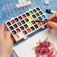 36 شبكة ألوان مائية ترطيب لوحة الغواش الاكريليك الطلاء صندوق تخزين من البلاستيك منع تسرب للوازم الفن اللوحة Leather Bag