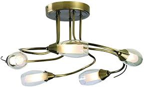 The clear optic glass shade has a slight ribbed effect and has a decorative… moorgate ceiling pendant lantern light in cast polished brass/gold. Village At Home Iris 5 Antique Brass Ceiling Light Amazon Co Uk Lighting