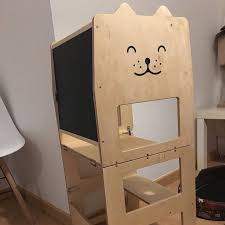 Standing Tower For Toddler Cat Plain Little Tower Kitchen Tower Kitchen Helper Step Stool Montessori Learning Stool Kids Table Kid Table Kitchen Helper Step Stool