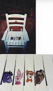 I Took An Unpainted Childrens Rocking Chair And Painted Winnie The Pooh And Friends On It For A Friends Nurser Childrens Rocking Chairs Winnie The Pooh Nursery