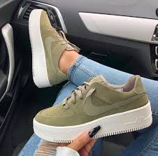 Swarovski Nike Air Force 1 Sage Low Women Casual Sneakers Made With Swarovski Crystals Olive Casual Sneakers Swarovski Nike Sneakers Fashion