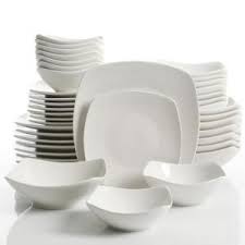Gourmet Expressions Brentwood 40 Piece Modern White Ceramic Dinnerware Set Service For 8 124009 40r The Home Depot Square Dinnerware Set Dinnerware Set Modern Ceramic Dinnerware Set