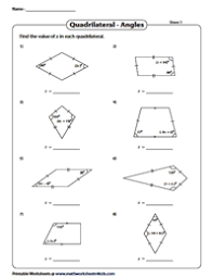angles in quadrilaterals worksheets