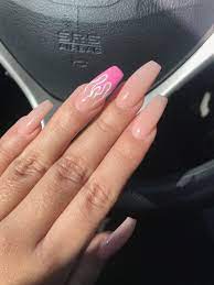 Pink Valentine Flame Coffin Acrylic Nails Pink Acrylic Nails Acrylic Nails Coffin Valentines Nails