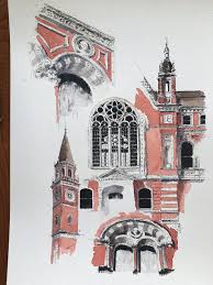 Excited To Share The Latest Addition To My Etsy Shop Architectural Studies Of The Facade Of Building Illustration Art And Architecture Architecture Drawings