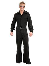 Black 70 S Fashion Costumes All Black 70s Mens Costume Disco Outfit Disco Jumpsuit Disco Costume Black Jumpsuit