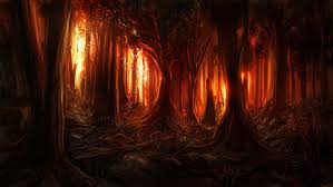 Burning Woods Forest Painting Digital Wallpaper Forest Wallpaper