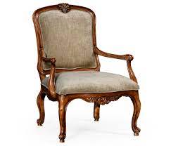 Antique french carved louis xv needlepoint arm chair accent chair early 1900's. French Style Walnut Velvet Armchair Swanky Interiors