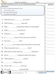 Your or you're fill in the blank sentence worksheets with answers. Worksheet Free Commoncoresheets