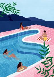 Pool Ladies Mini Art Print By Maja Tomljanovic Without Stand 3 X 4 Art Art Prints Poster Art