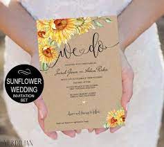 Sunflower Wedding Invitation Template Printable Wedding Sunflower Wedding Invitation Template Diy Printable Wedding Invitations Wedding Invitation Templates