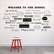 A unique decorating alternative, white blossom branch wall decals take wall decor to another level with the cool 3d white. Global Greetings School Office Decor Back To School International Welcome Language School Decor Welcome Wall Decals Library Wall Sign Wall Decals Murals Home Living Vadel Com