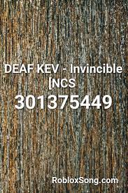 Deaf Kev Invincible Ncs Roblox Id Roblox Music Codes In 2020 Roblox Songs We Are Number One