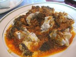 Recipe For Afghani Mantoo Ground Beef Steamed Dumplings With A Yogurt And Tomato Sauce Over Top De Recipes Afghan Food Recipes Four Cheese Ravioli Recipe