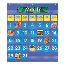 Scholastic Monthly Calendar Pocket Chart 25 5x10x0 13 Blue Clear Shs511479