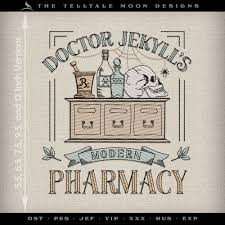 Embroidery: doctor Jekylls Modern Pharmacy Sketch-style Design - Five  Sizes Between 5.5 and 11 Inches Tall - Etsy