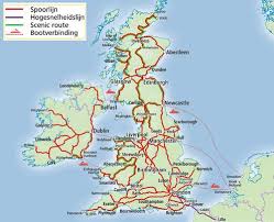 Het verenigd koninkrijk wordt als één land gezien. Spoorkaart Groot Brittannie En Ierland Schotland Treinreis Trein