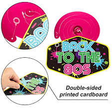 4.5 out of 5 stars. 80s Retro Party Hanging Swirls Ceiling Decorations Foil Double Spiral 80s Hip Hop Sign Hanging Swirls Decorations For 80s Party Theme Supplies 30 Pcs 80s Party Decorations Set Party Supplies Toys