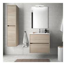Meuble De Salle De Bain Suspendu 60 Cm Marron Caledonia Avec Lavabo En Porcelaine Avec Double Colonne Miroir Et Lampe A Led Bagno En 2020 Meuble Salle De Bain