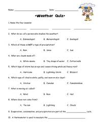 In tennis, what follows a deuce? Basic Weather Quiz Worksheets Teaching Resources Tpt