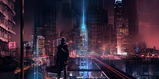 Man Standing On Platform Over Viewing Skyline Digital Wallpaper Cyber Cyberpunk Futuristic Futuristic City Skyscra In 2020 Futuristic City Cyberpunk City Cyberpunk