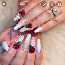 Pin By Josselyn On Nail Designs In 2020 Mexican Nails Rose Nails Red And White Nails