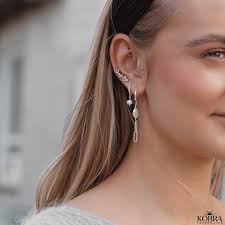 Marcella" Silver hoops with stones and freshwater pearls