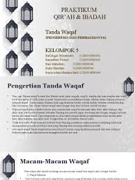 Waqaf dibagi menjadi dua, yaitu : Kelompok 5