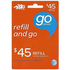 45 Dollar Att Go Phone Refill Card Prepaid Phones Prepaid Card Phone Card