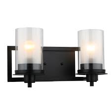 Juno Matte Black 2 Light Wall Sconce Bathroom Fixture Doorcorner Com
