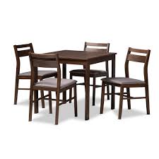 Contemporary kitchenette sets with upholstered. Baxton Studio Lovy Modern And Contemporary Gray Fabric Upholstered Dark Walnut Finished 5 Piece Wood Dining Set
