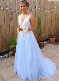 Light Blue Tulle With White Lace Applique Floor Length Party Dress Elegant Senior Prom Dress Light Blue Prom Dress Prom Dresses Long Blue Elegant Prom Dresses
