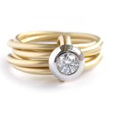 18ct Gold And Platinum 6 Band Ring With Diamond Handmade Gold Jewellery Modern Jewelry Modern Ring