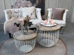 Shabby chic möbel vintage schrank kleiderschrank 85x180x40cm: Der Shabby Chic Shop Fur Nostalgische Gegenstande Couchtisch Im Set Mit Holzdeckel H50xo57cm