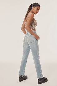 Bdg High Waisted Slim Straight Jean Distressed Light Wash Slim Straight Jeans Straight Jeans Light Denim