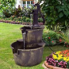 Perfect for outdoor waterfalls, bubbling stones, statues and decorative fountains. 3 Tier Barrel Waterfall Fountain Barrel Water Fountain Pump Outdoor Garden Walmart Com Walmart Com