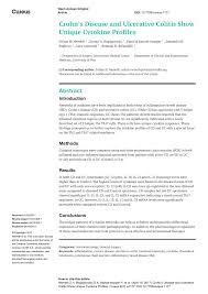 Pdf Crohn S Disease And Ulcerative Colitis Show Unique Cytokine Profiles
