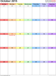 october 2015 calendars for word excel pdf