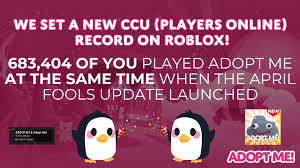 Adopt me makes everything free 2021 update!?! Adopt Me On Twitter We Set A New Ccu Players Online Record On Roblox 683 404 Of You Played Adopt Me At The Same Time When We Launched The April Fools Update