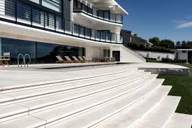 Limestone stairs are basic architectural elements that we are supplying either residential or commercial projects in any dimension and edge and surface finish. Straight Staircase Luget N 7 Clair Treads Brushed Luget Contemporary Stone Steps With Risers