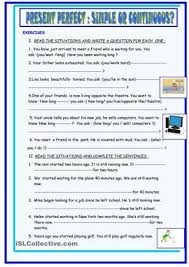 Present Perfect Simple Present Perfect Continuous Pratice Present Perfect Continuity Grammar Practice