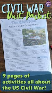 Civil War Unit Guide Packet Civil War Unit Civil War Lessons Civil War Activities