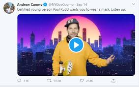 So cuomo asked me, paul, you got to help. Paul Rudd Mask Video Targets Young People Cuomo Cititour Nyc
