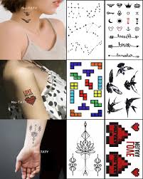 Nes (nintendo) tattoo done by anna at hydraulix tattoos studio. Nu Taty Waterproof Temporary Sticker Tetris Swallow Pixel Love Star Map Lotus Flower Written Words Arm Men Fake Tattoo Stickers Temporary Tattoos Aliexpress